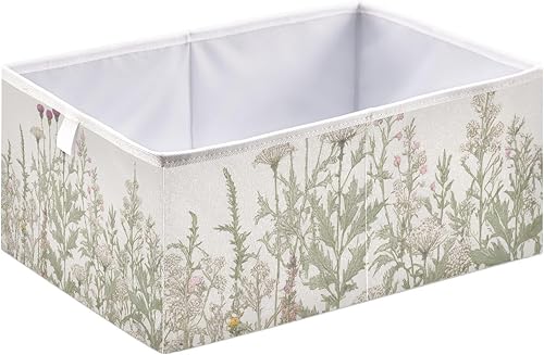 Kigai Wild Flowers - Cubo de almacenamiento de 15.7 x 10.6 x 7 pulgadas, organizador grande plegable para estantes, armario, sala de almacenamiento