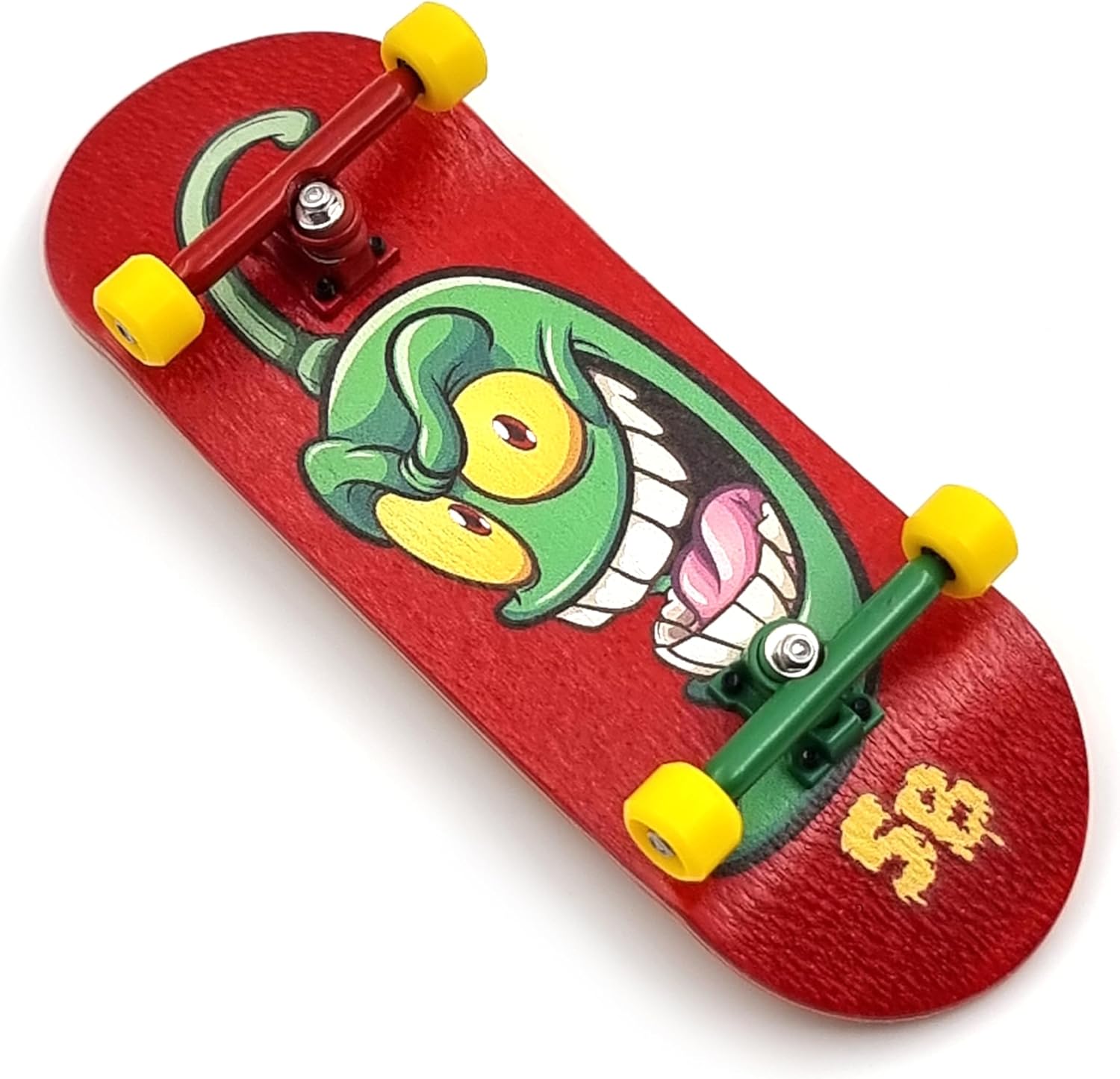 SPITBOARDS® 34mm x 96mm Pro Fingerboard Set-Up (Complete) | Real Wood Deck | Pro Trucks with Lock-Nuts and Pro Bushings | Polyurethane Pro Wheels with Bearings | Green Chilly