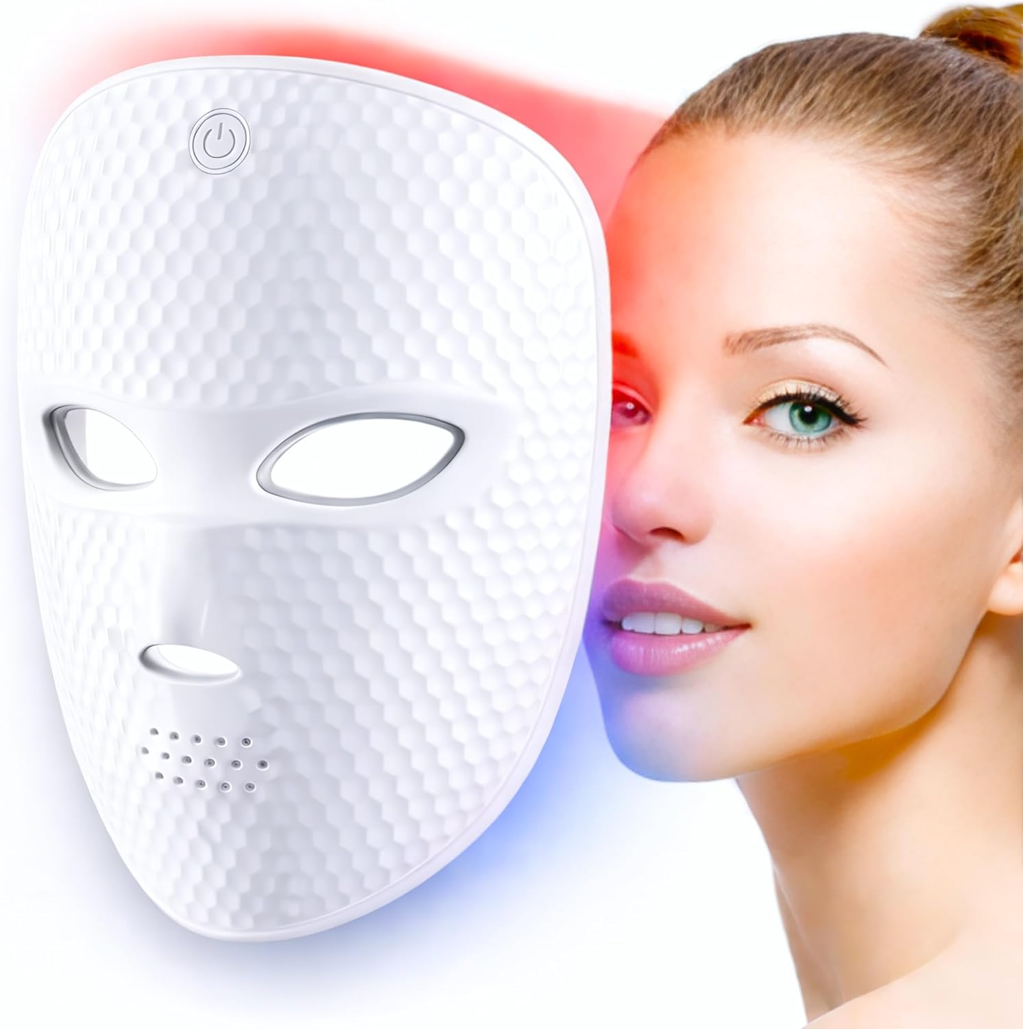 Red Light Therapy for Face, LED Face Mask Light Therapy, Wireless & Cordless, Rechargeable, 7 Color LED, Lightweight, Wellness Beauty Device