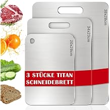 3 St ck Titan SchneidebrettBPA-freies Doppelseitiges Lebensmittel Schneidebrett EdelstahlLeicht Zu Reinigen Antibakteriell und Anti-Schimmel Stainless Steel Cutting Board F r Fleisch Gem se & Obst