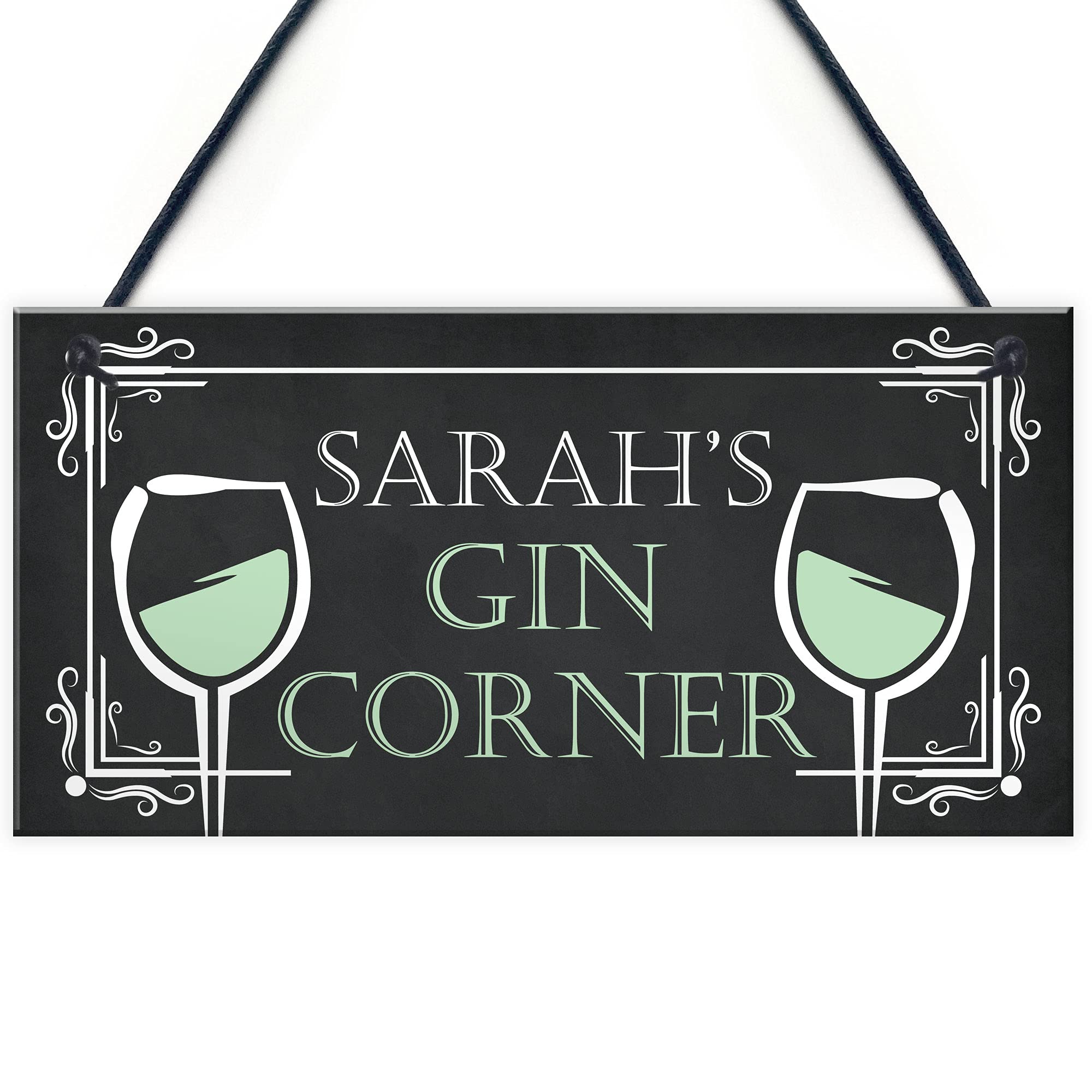 Red Ocean Personalised Gin Corner Home Bar Signs Novelty Garden Signs Gin Gifts For Friend