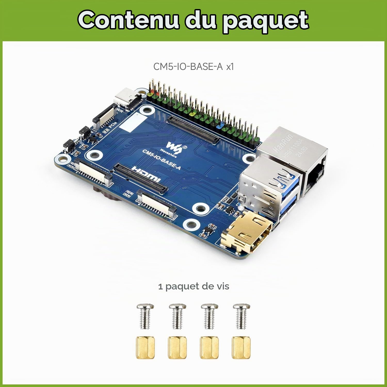 Waveshare CM5 Mini Base Board (A) Compatible with Raspberry Pi Compute Module 5 Lite/eMMC Series, Suitable for Evaluating The Raspberry Pi CM5 Or Being Integrated Into End Products