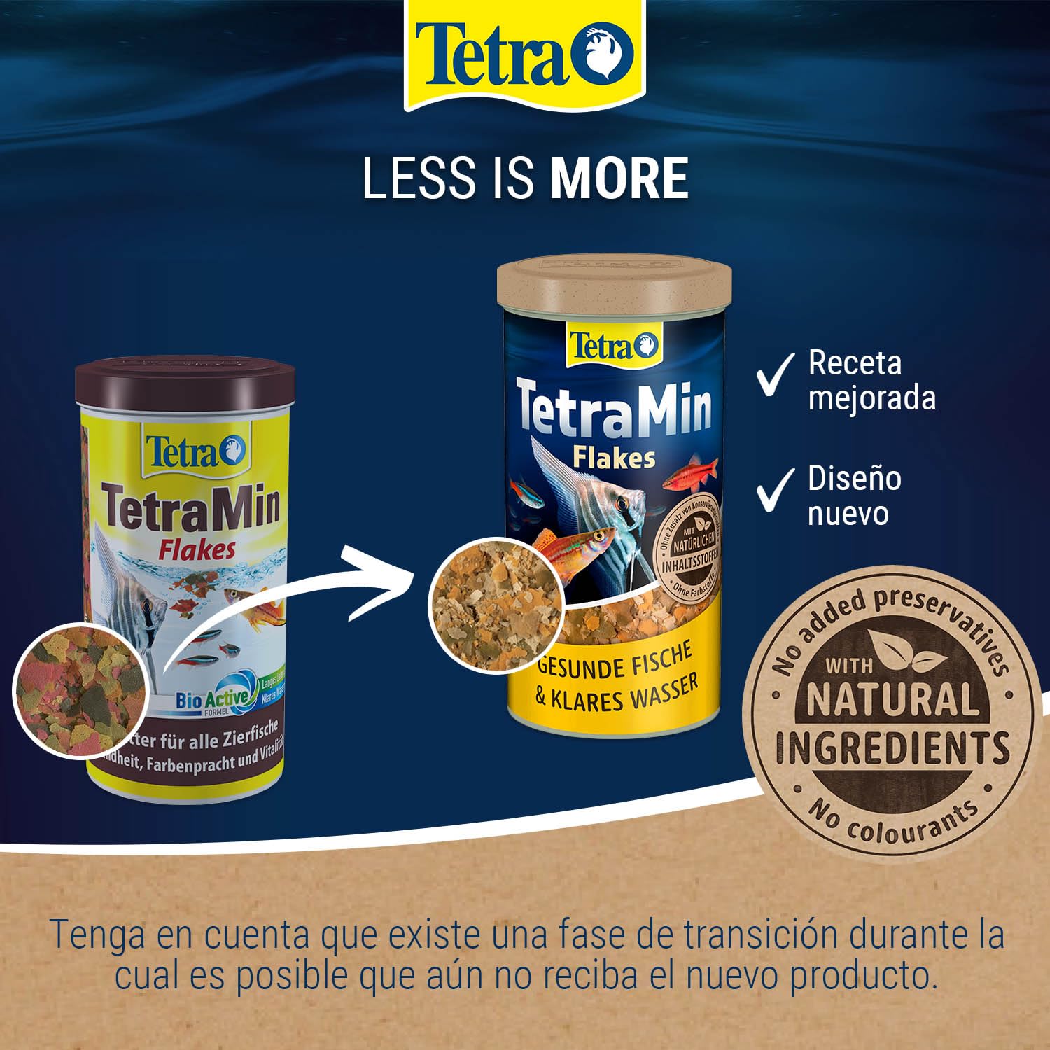 TetraMin Flakes - alimento en forma escamas de para todos los peces ornamentales, mezcla equilibrada para peces sanos y agua clara, lata de 500 ml
