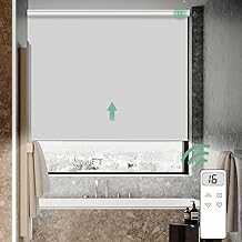 Yoolax Waterproof Electric Blinds with Remote for Windows, Blackout Power Blinds, Motorized Roller Shades Works with Alexa, Smart Blinds, for Home, Office, Gym Every Space,Extra Wide Custom (White)