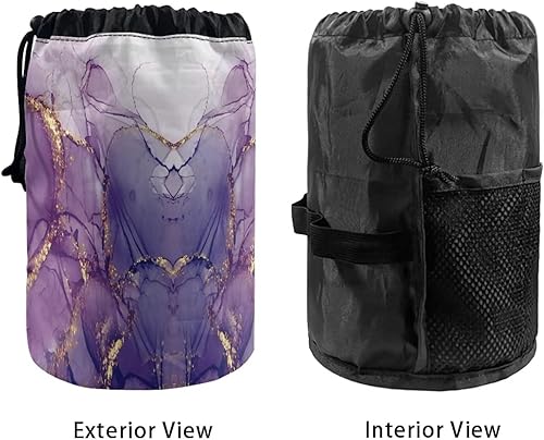 Miniatura 3 de Bolsas de maquillaje con cordón, bolsas de gran capacidad para mujeres, bolsas de aseo femeninas para viajes y trabajo, Púrpura (Purple Gold Marble)