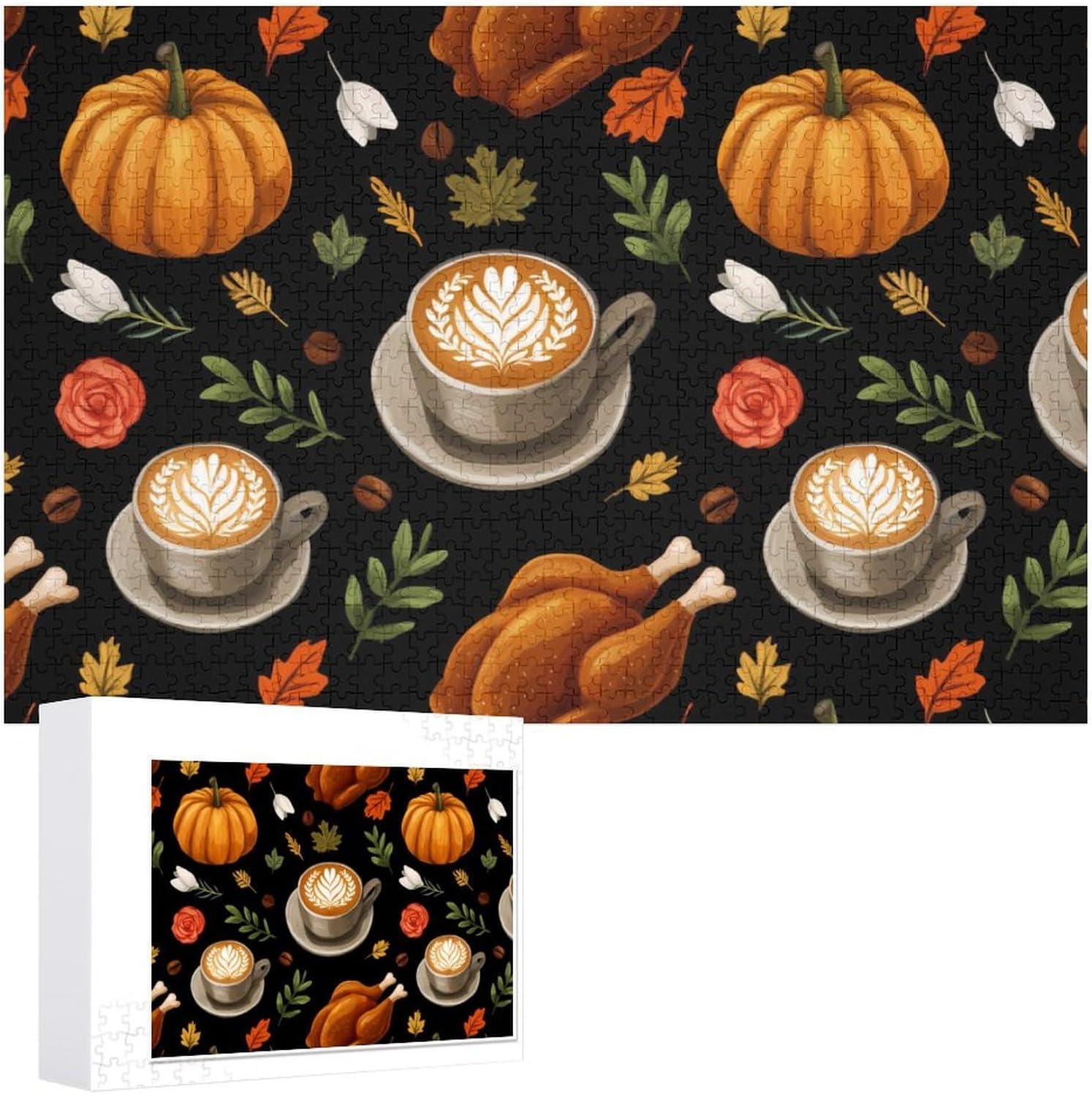Halloween Thanksgiving Turkey Puzzles for Adults 1000 PCS Wooden Jigsaw Puzzle Wall Decor Christmas