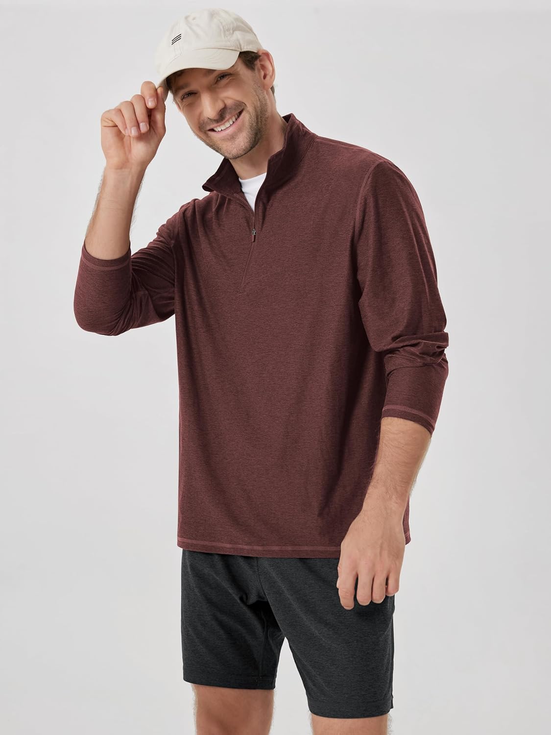 ODODOS Men's Half Zip Performance Shirt - Ultra Soft odSTRATUM Tech Pullover UPF 50+ Breathable Long Sleeve Mock Neck Top - Image 2