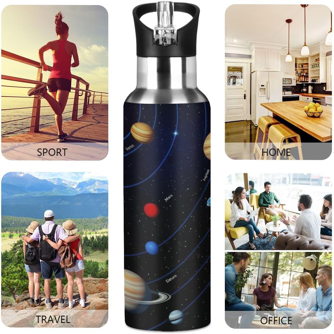 AUUXVA Space Solar System Planet Water Bottle Vacuum Insulated Stainless Steel Mug Kids Water Bottle with Straw and Handle Keep Hot Cold Sport Bike Fit Travel Outdoor 20 oz - Image 5