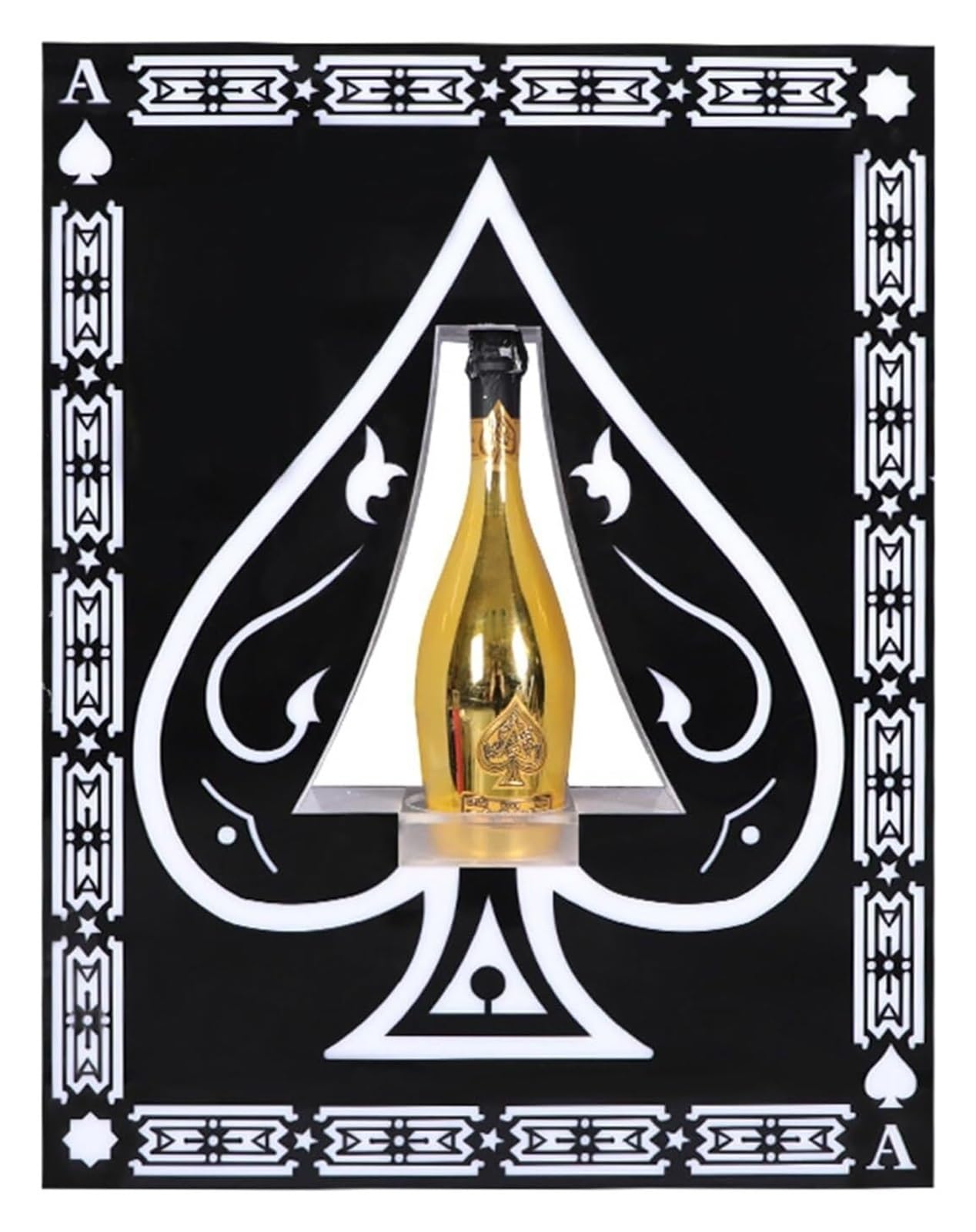 Presentador de botellas de champán Ace of Spades, estante de vino con cartel de mano for bares, hoteles y discotecas