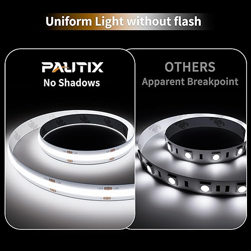Miniatura 2 de PAUTIX COB - Tira de luz LED IP65, impermeable, luz blanca, 6000 K, listada UL, 20 pies20.0 ft, CRI 90+ súper brillante, 24 V, cinta de luz LED para