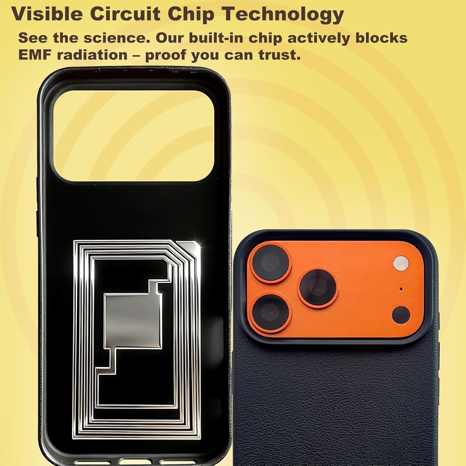 EMF Blocker for Cell Phone, Radiation Blocker for iPhone, Anti Radiation Phone Case with Circuit Chip Technology, EMF Protection Phone Case for iPhone, 5G Shield, FCC Tested (Black, iPhone 17)
