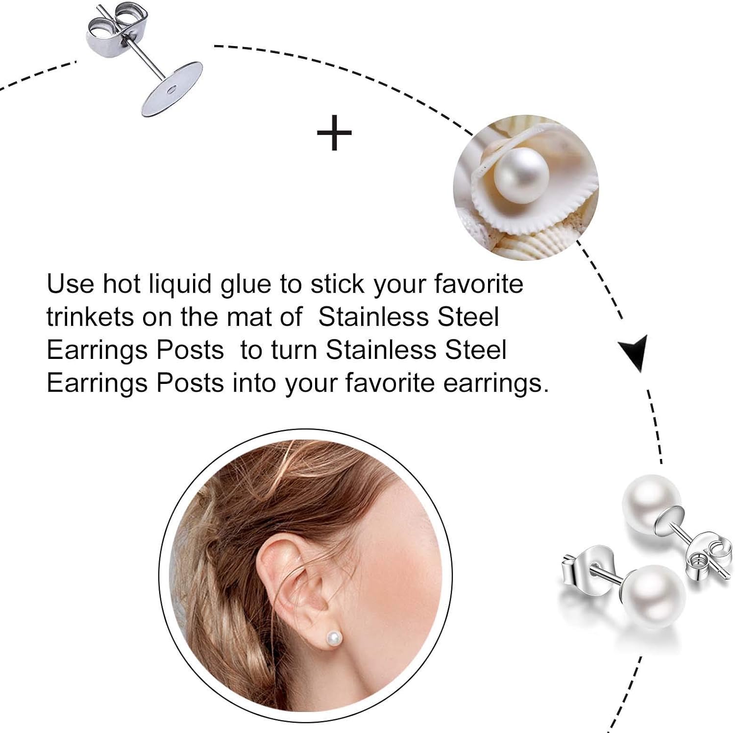 300 Pcs Stainless Steel Earrings Posts Butterfly Earring Backs and Silicone Bullet Earring Backs Hypoallergenic Flat Pad Earring Making Kit Blank Earring Pin Studs for DIY Earrings and Jewelry(Silver)