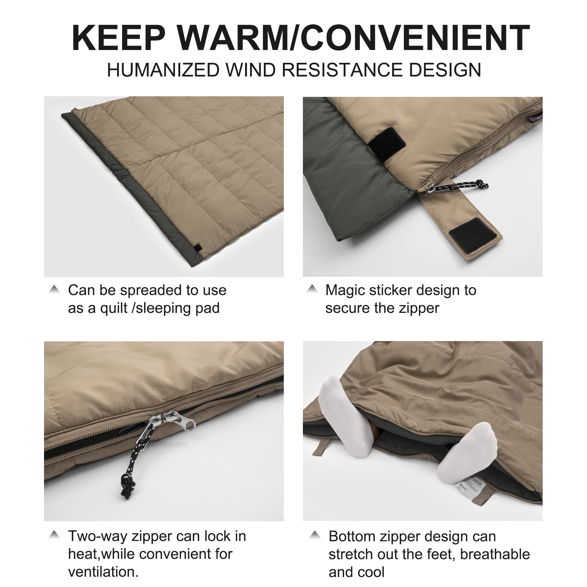 Mardingtop Saco de dormir para exteriores, ligero, cálido, para adultos y niños, verano e invierno, para camping, viajes