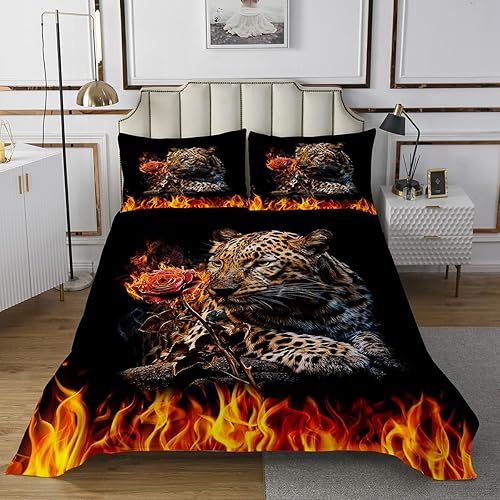 Miniatura 2 de Colcha para niños y niñas, tamaño individual, diseño de animales de leopardo, decoración de habitación de niños, niñas y adultos, colcha acolchada