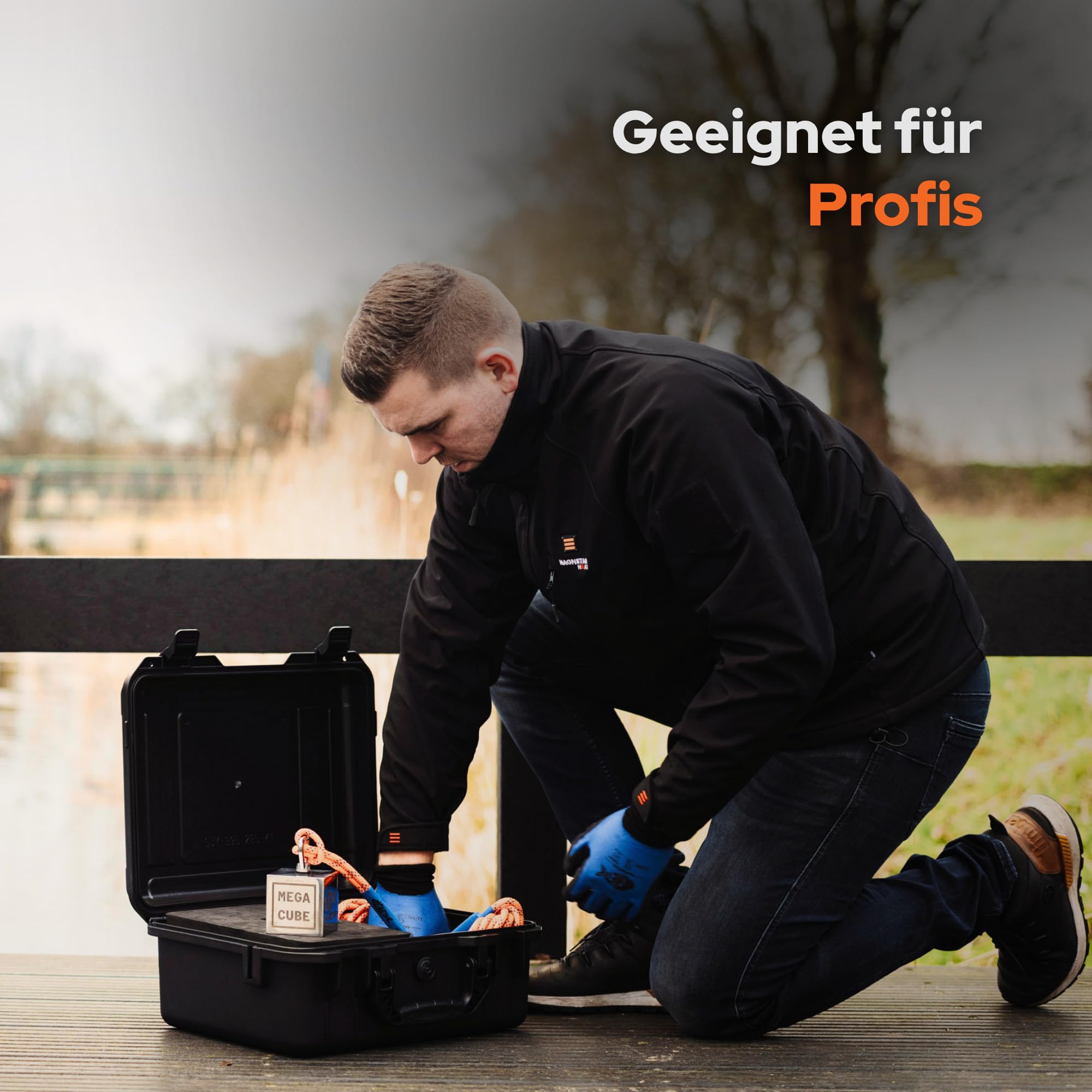 Magnetar - Magnetfischen Set - Block 2700kg MEGACUBE Bergemagnet - Magnetangel Paket mit Seil und Handschuhe - 360 Angelmagnet zum Magnet Fischen