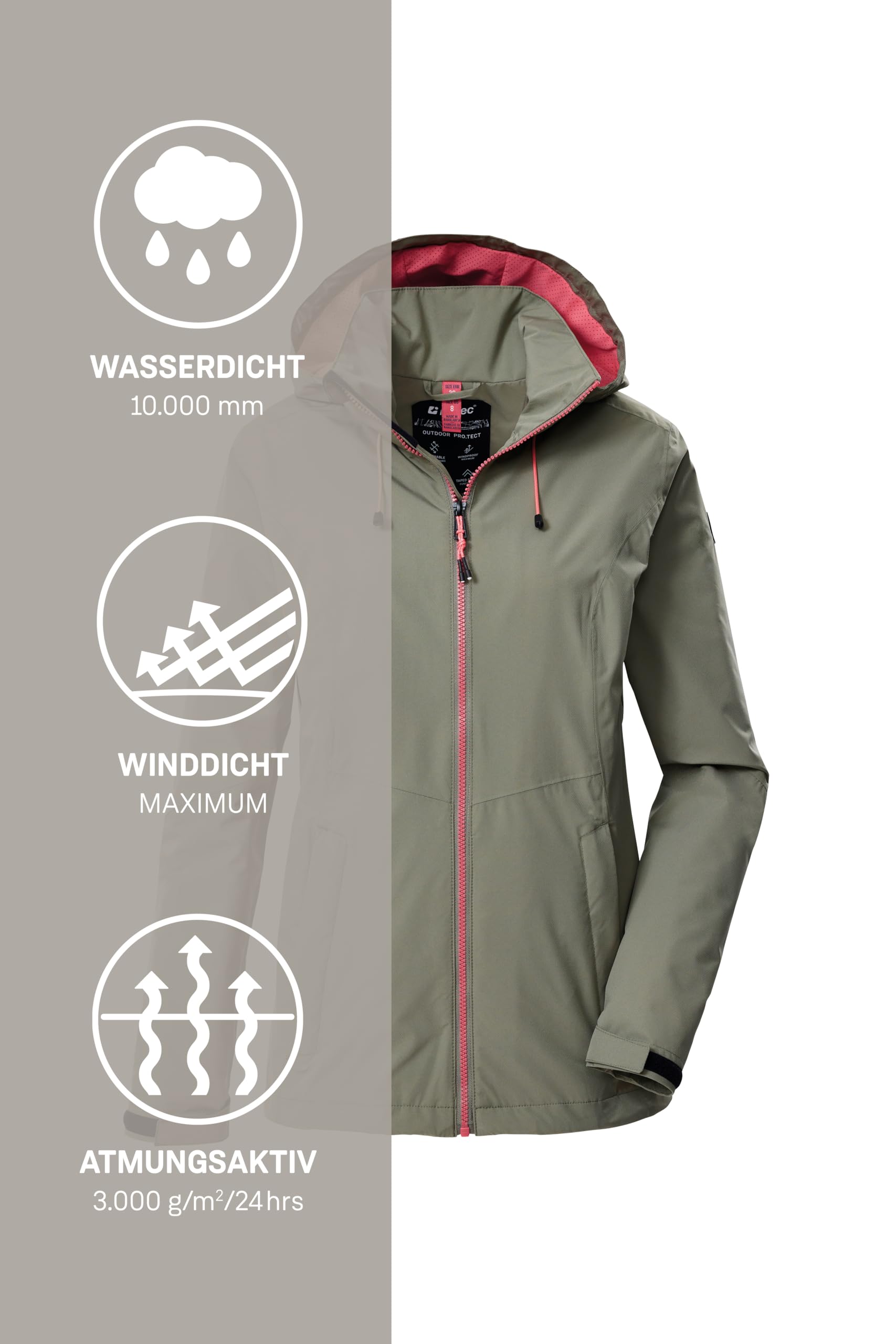 Killtec Damen Regenjacke Ooks 1 Veste de pluie/veste fonctionnelle imperméable avec capuche Femme