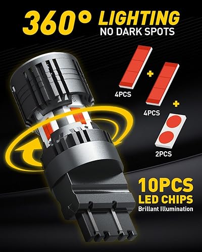 Miniatura 84 de AUXITO CANBUS 7440 Bombillas LED amarillo ámbar 4000 lúmenes para luces intermitentes con resistencia incorporada, antihiperflash 7440NA T20 7441