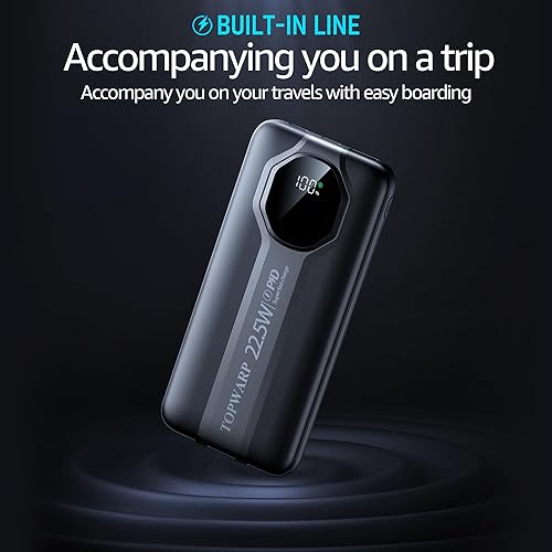 Miniatura 7 de Banco de energía, 20000 mha PD 22.5 W cargador portátil con 4 canales de salida incorporados, 2 cables de salida, banco de energía de carga rápida