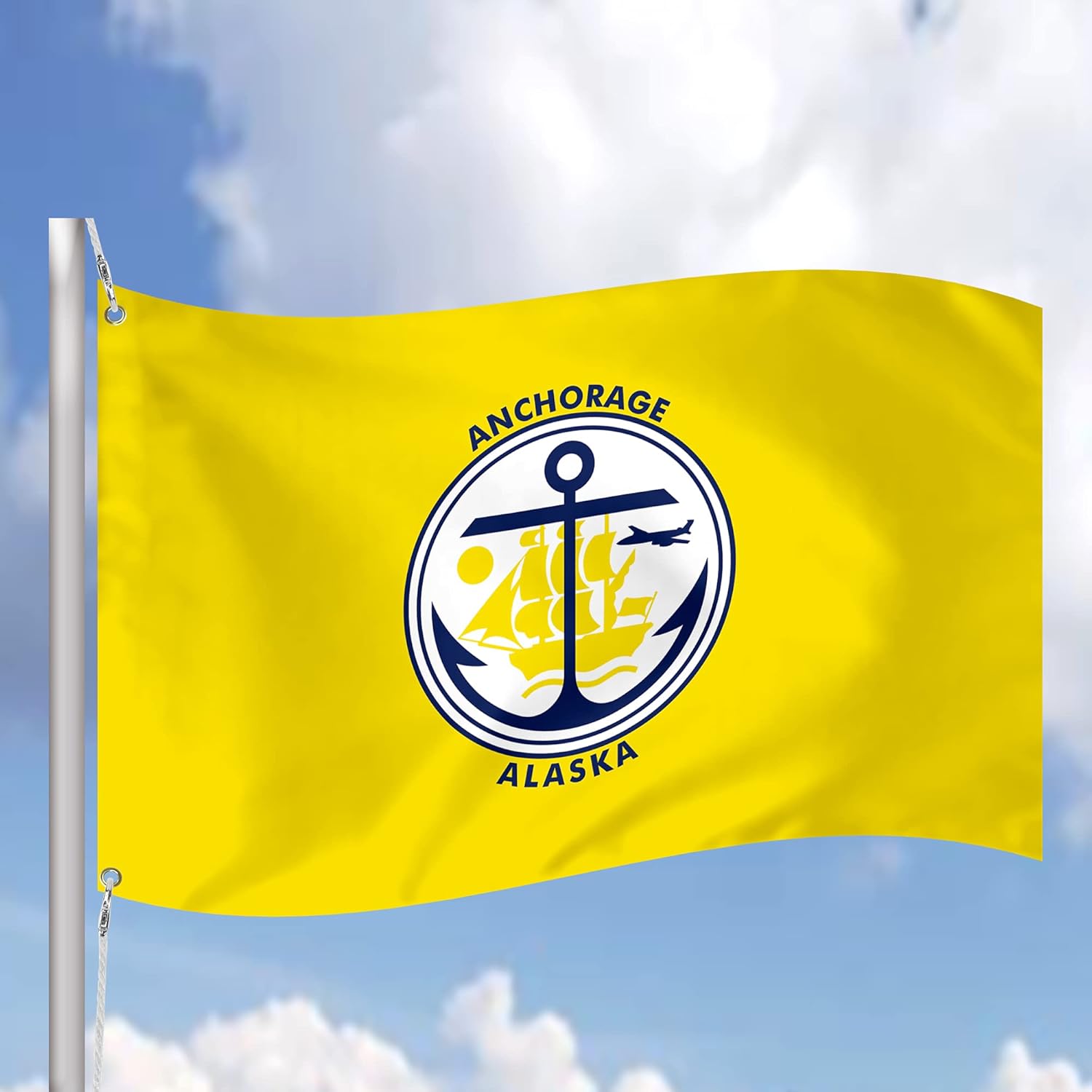Anchorage Alaska 3x5 feet Flag Banner Vivid Color Double Stitched Brass Grommets