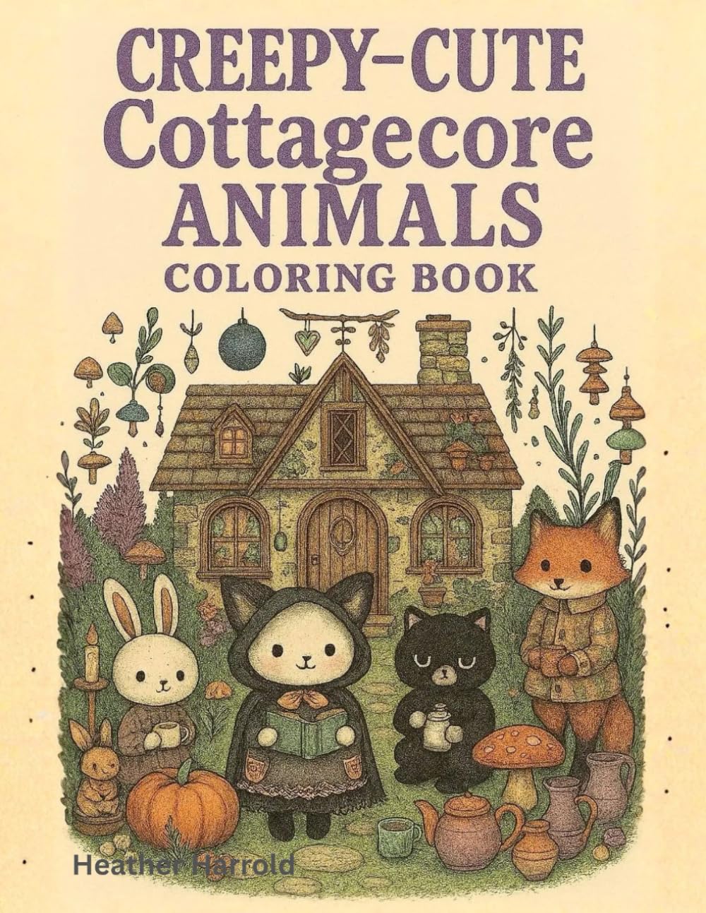 Creepy-Cute Cottagecore Animals Coloring Book
