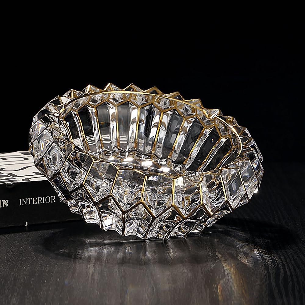Bol décoratif en cristal doré peint à la main 14 cm