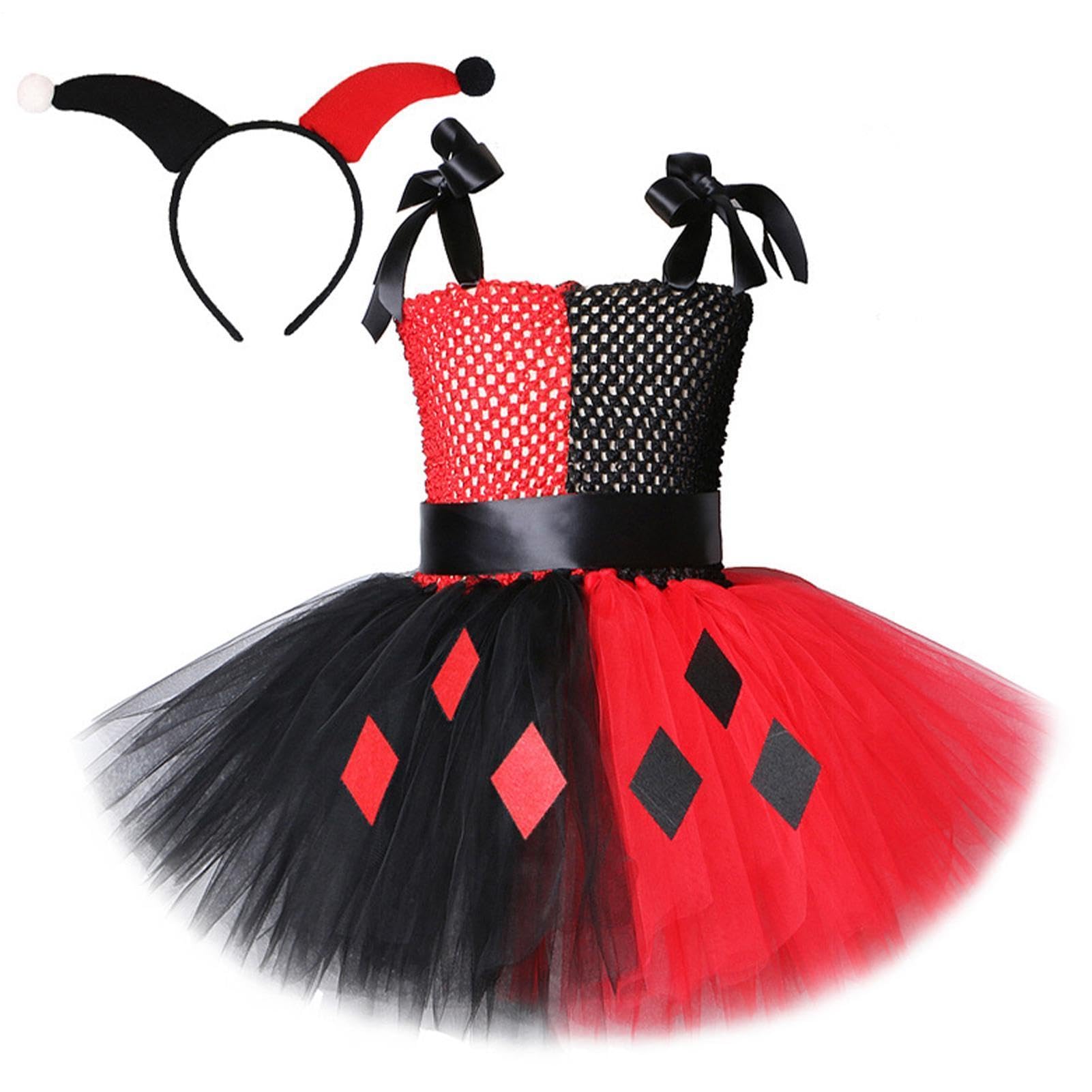 Generico Costume Clown Per Bambine Divertente Vestito Tutù Di Halloween Con