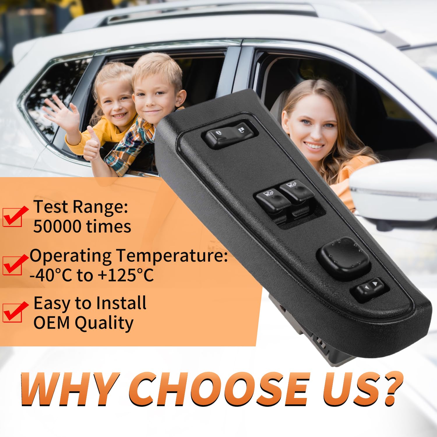 Master Power Window Switch with Bezel Front Driver Side Door Lock for Chevrolet Chevy Silverado GMC Sierra 1500 2500 3500 HD Classic 2003 2004 2005 2006 2007 OE 15883318, DWS-226, 10398563, 920-023