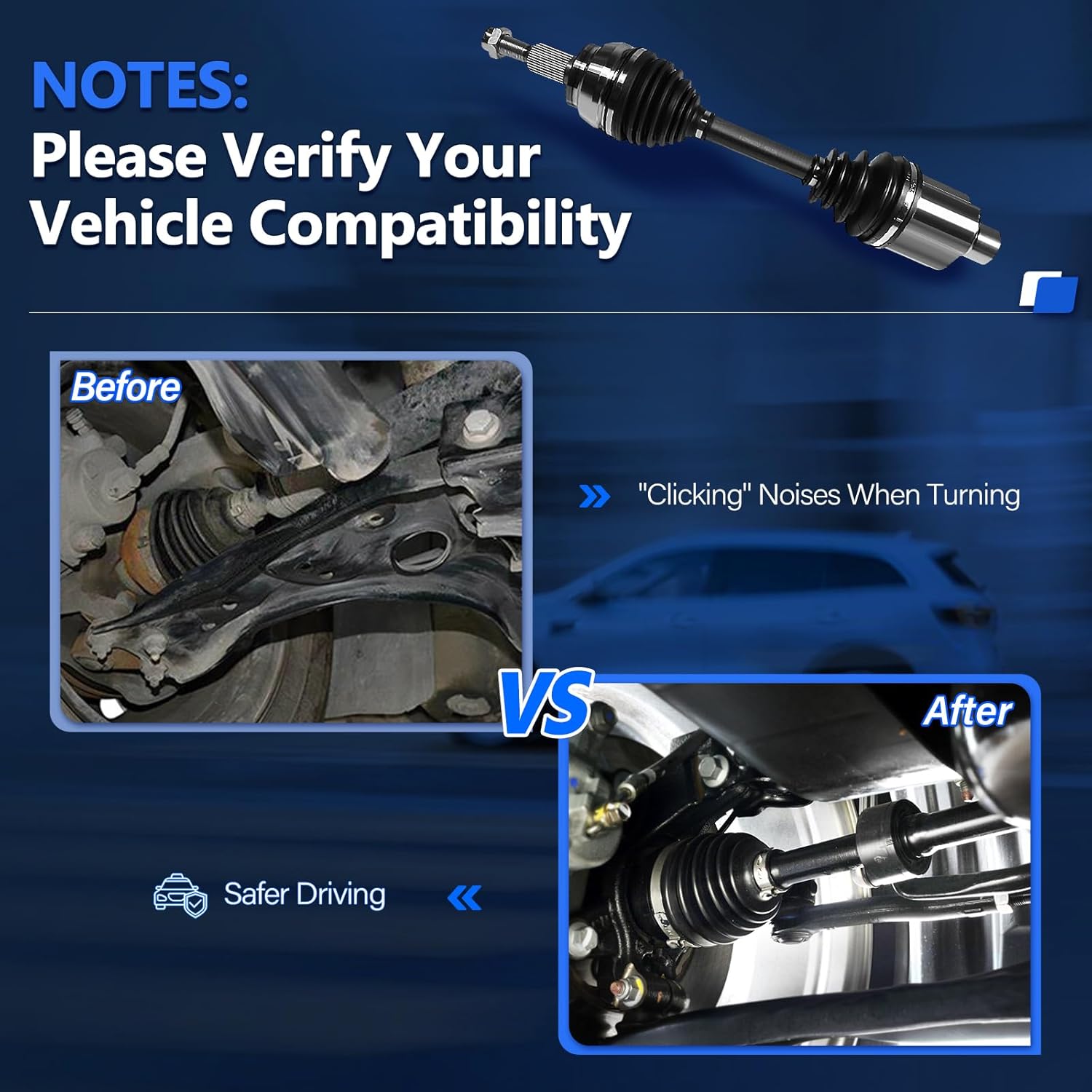 Maxfavor CV Axle Front Compatible with Dodge Ram 1500 2002 2003 2004 2005 2006 2007 2008 2009 2010 2011 CV Axles Left&Right 4WD (Driver&Passenger Side) CV Joints Shaft Pair Set of 2