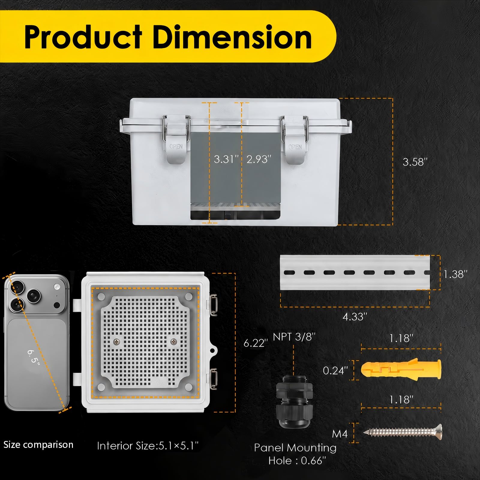 IP67 ABS Outdoor Electrical Junction Box Waterproof with Aluminum DIN Rail — Amazon image 3