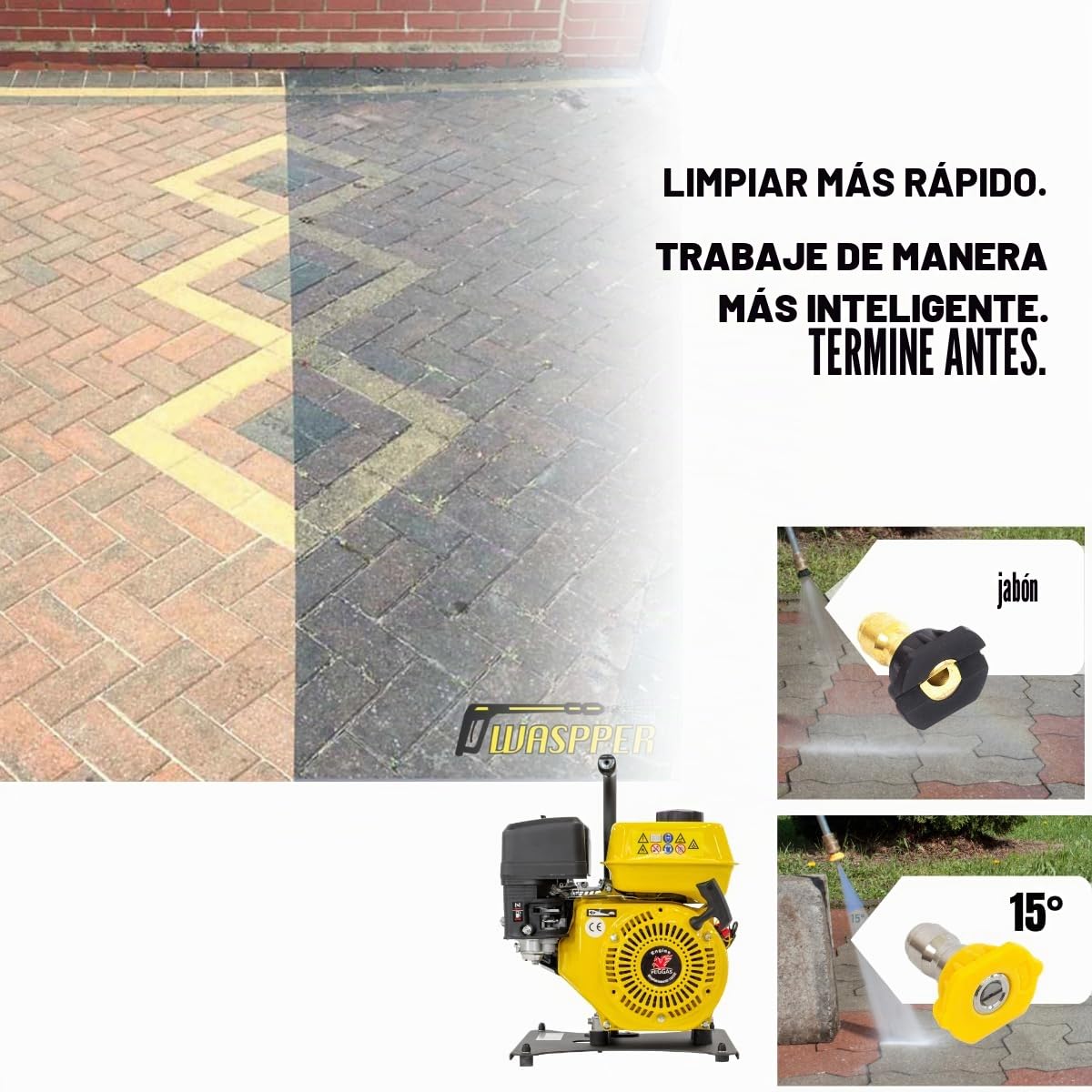 ✦ Hidrolimpiadora de Motor de Gasolina 3000 PSI ✦ 196cc con Potencia de Alta presión Jet Hidrolimpiadora Profesional W3000HG portátil Limpiadora para Autos y Patios