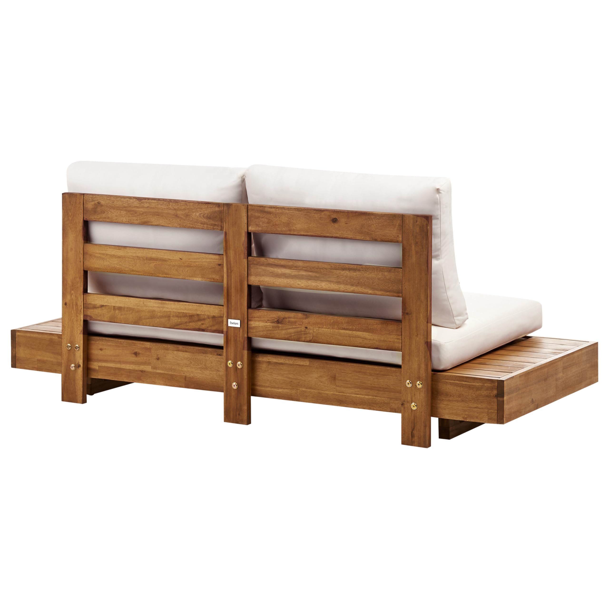 Beliani Canapé de Jardin 2 Places en Bois d'Acacia Certifié avec Coussins Bois Clair Marettimo