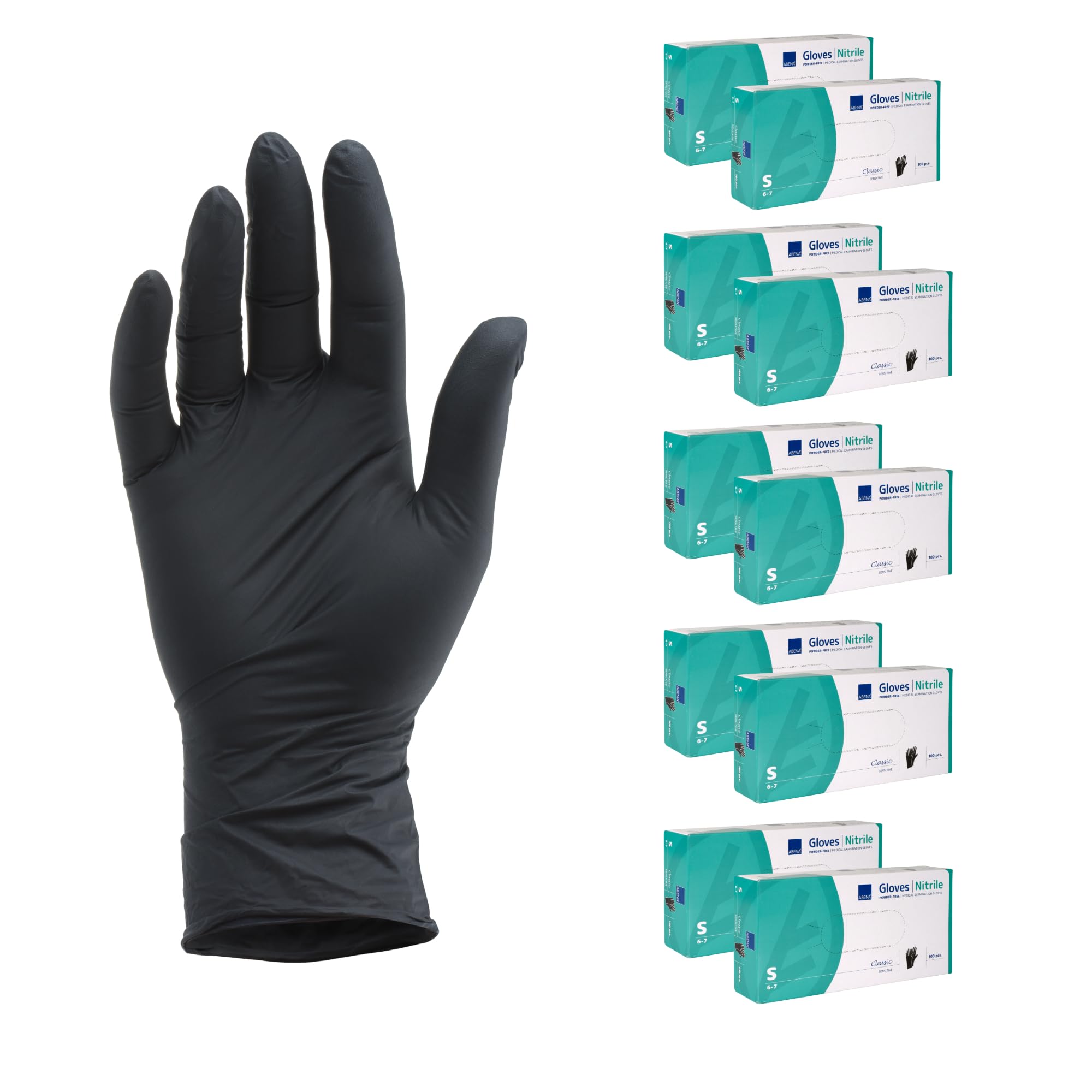 ABENA Nitrilhandschuhe – Schwarz, puderfrei & latexfrei, 1000 Stück (Größen S–XL)