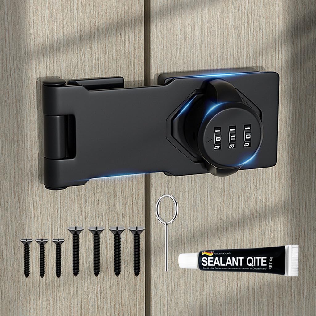 DARKNESS Cabinet Password Lock | Household Door Combination Lock | 3 Digit Rotary Lock | Security Slide Latch Lock | Keyless Hasp Lock for Drawers/Cabinets/Cupboard/Office (Multicolor) (B0CVL2TMS5) Amazon Price History, Amazon Price Tracker