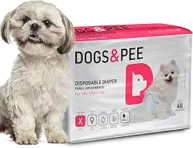 Dog's Care – Fralda Descartável para Cães Fêmeas Dogs&Pee – Proteção de 6 a 8 Horas – Tamanho P – 3 a 6 kg – 48 Unidades