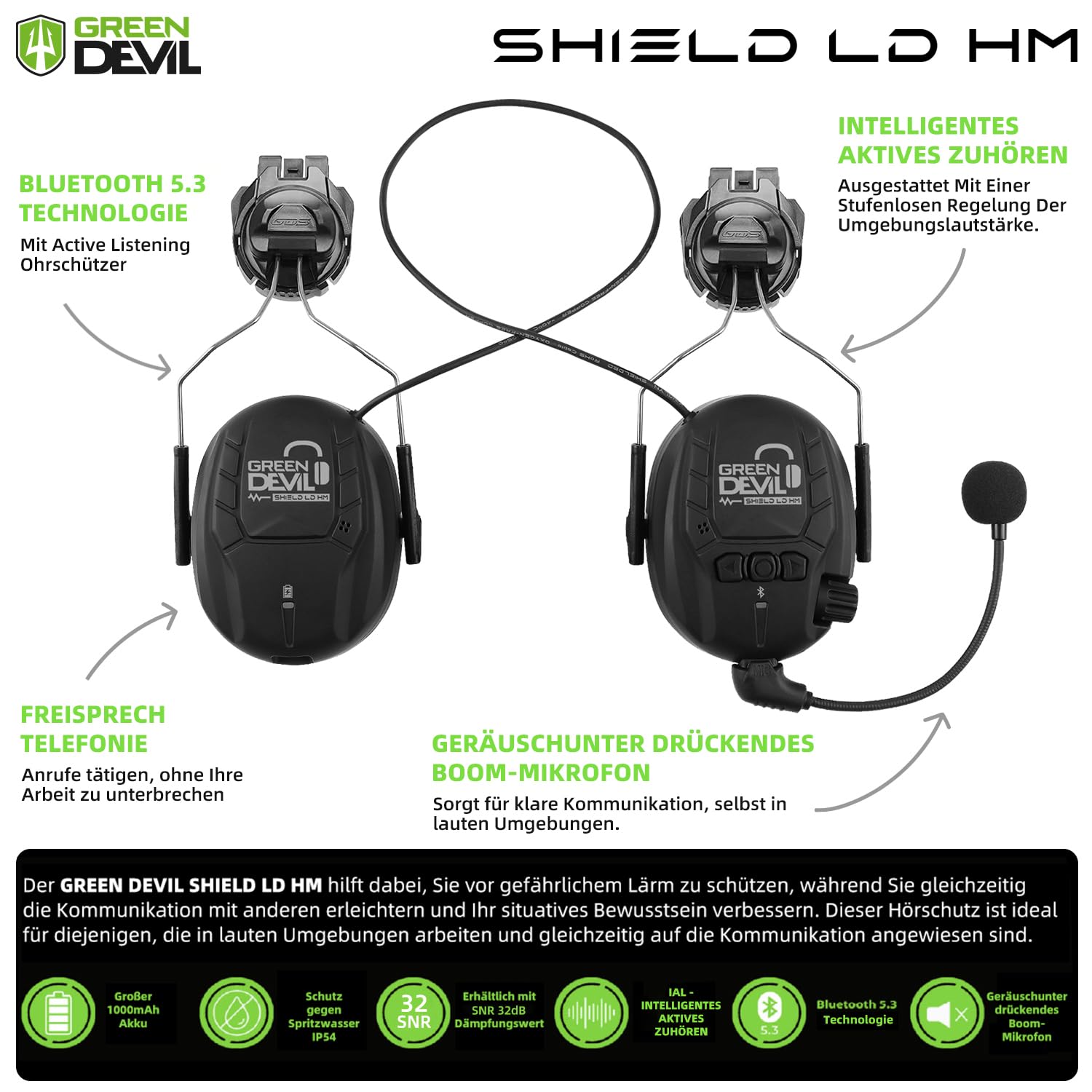 GREEN DEVIL Casco de seguridad para motosierra, protección forestal, casco de seguridad con protección auditiva, orejeras y protección facial, visera 3 en 1, juego de casco resistente a los impactos, cómodo ventilación