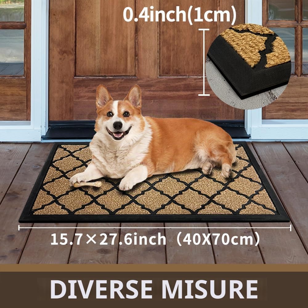 QingbeiRina Zerbino ingresso casa,Zerbino con Fondo Antiscivolo,44x75cm,tappeto ingresso interno e esterno,Tappeti antivegetativi,Colore: giallo-marrone