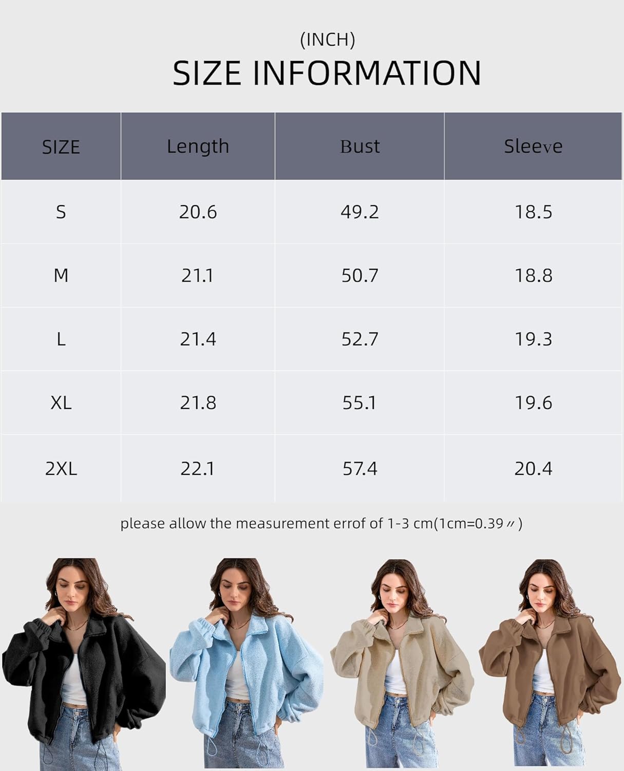 Women fleece crop jacket Zip Up Oversized Sweatshirts fall and Winter Clothes Long Sleeve Outfits - Image 6
