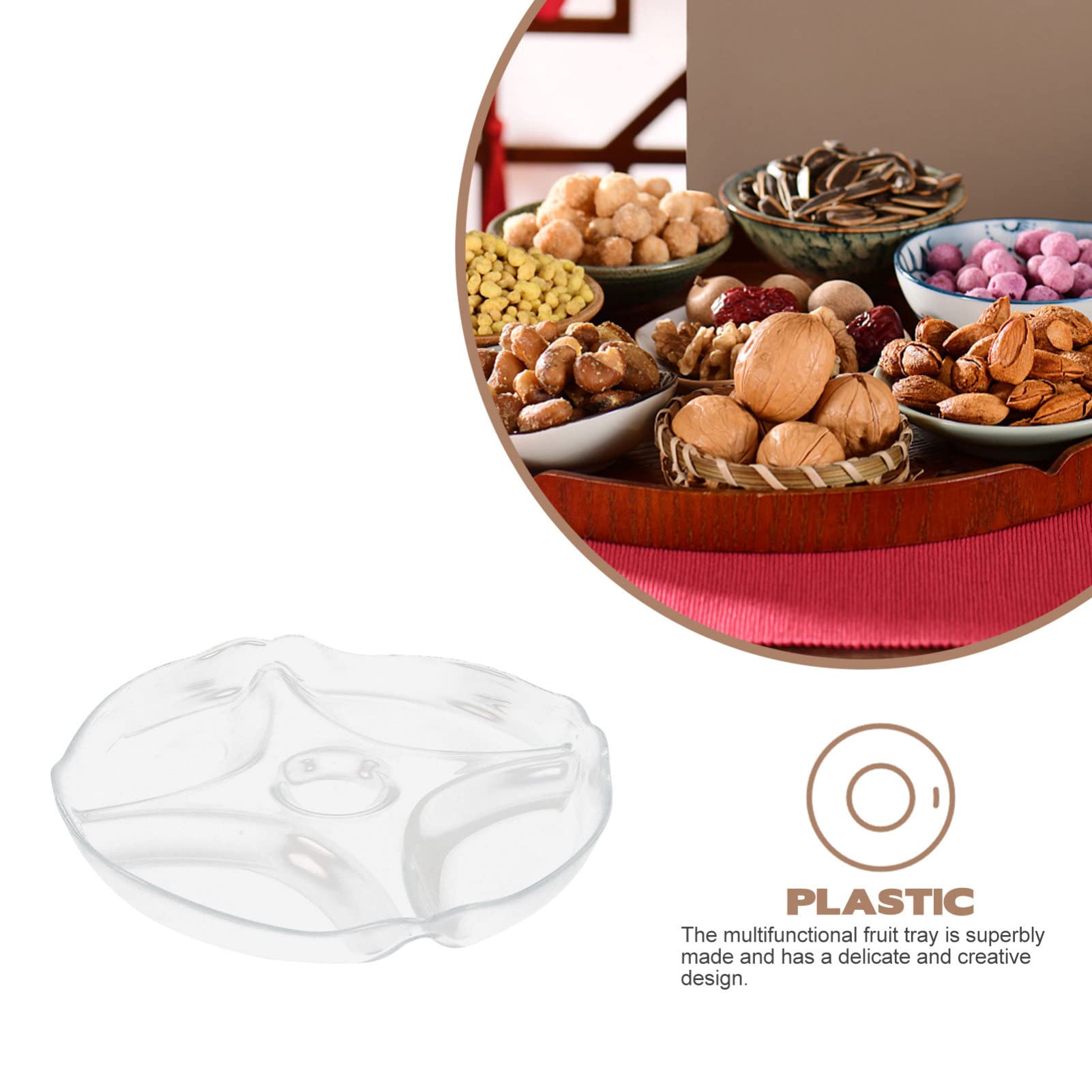 Vassoio per Frutta e Snack con Scomparti Multifunzione, Coperchio, Piatto da Dessert Portatile