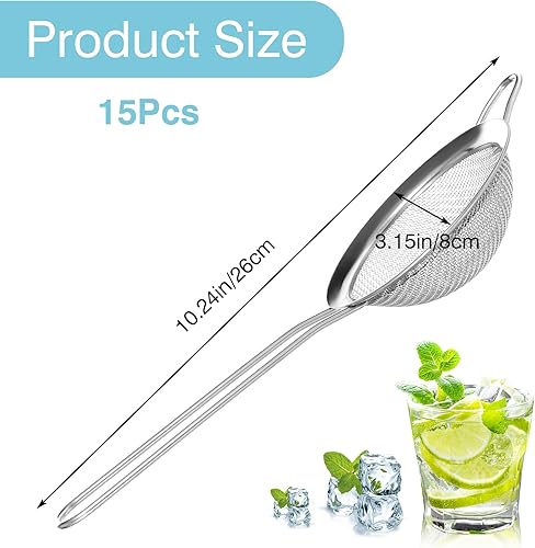Miniatura 3 de 15 coladores pequeños de acero inoxidable, pequeño colador de té de malla fina, mini tamiz de acero inoxidable con asa, coladores de metal de cocina