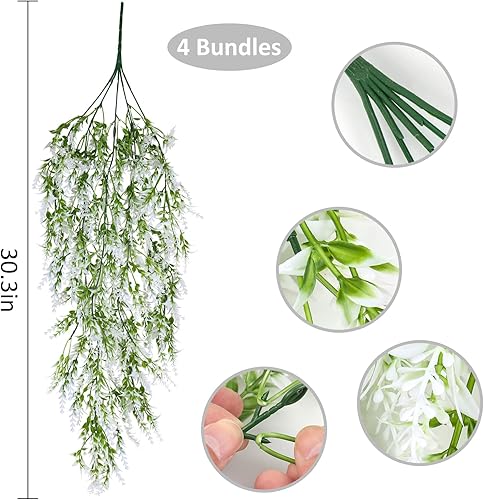 Miniatura 2 de RECUTMS Flores colgantes lavanda resistentes a los rayos UV, plantas artificiales para interiores y exteriores, jardín, porche, ventana, caja de