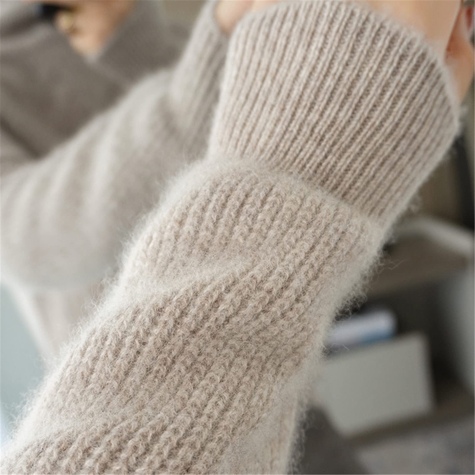 Suéter de cachemira de lana 100% suéter de otoño e invierno para mujer de cuello alto suéter suelto casual de punto