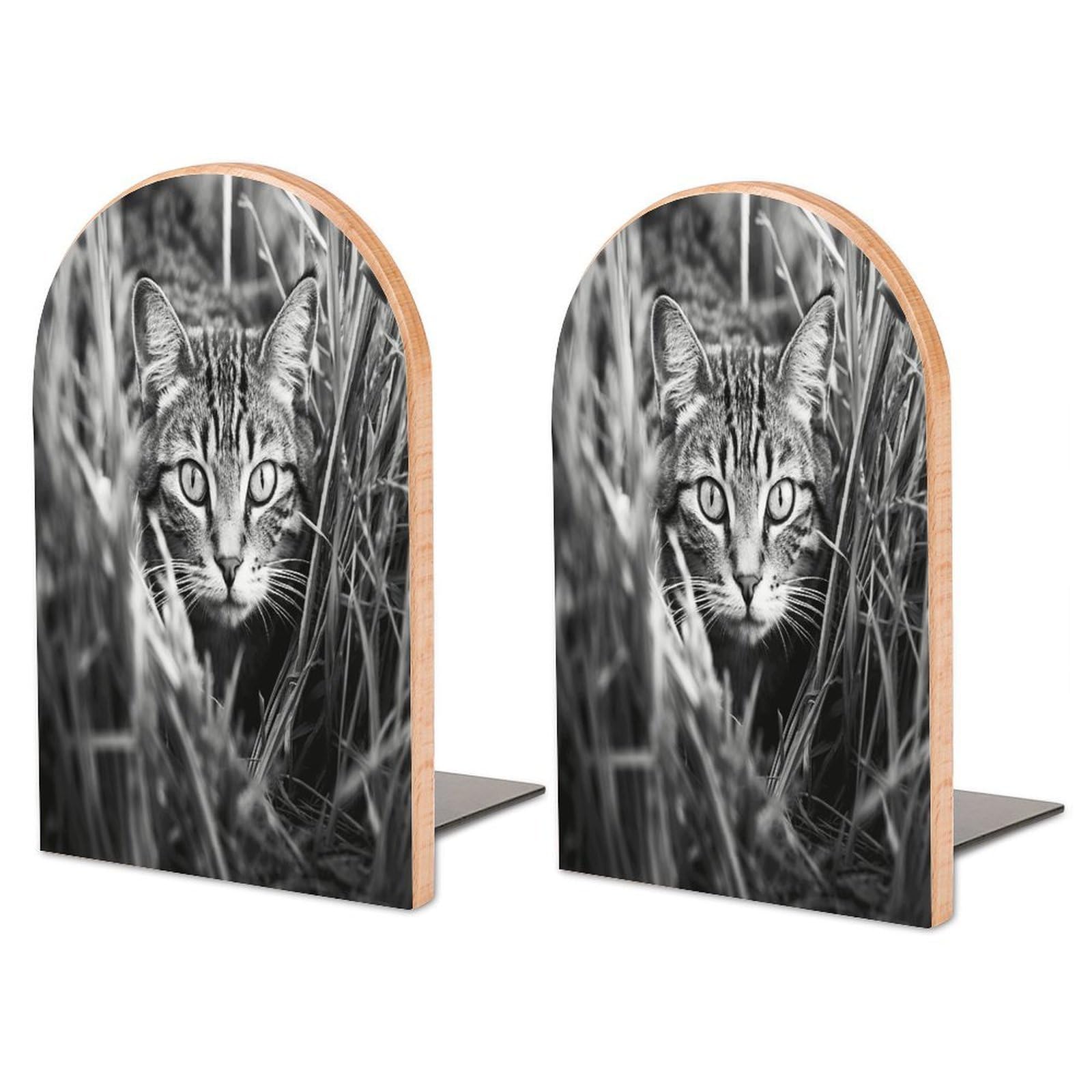 Sujetalibros de gato decorativo moderno resistente organizador de madera económico