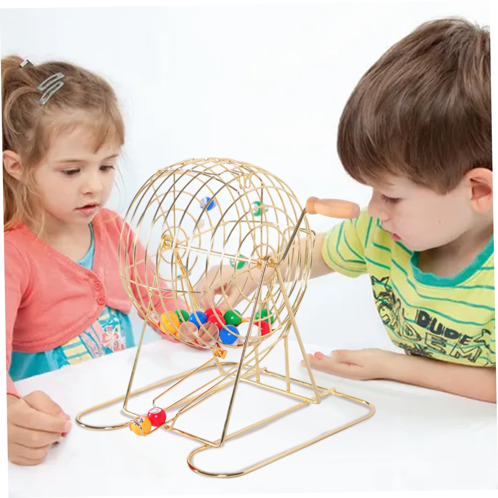 Ensemble de Bingo à manivelle Comprenant 1 Cage et 50 balles, Jeu en métal verrouillable avec Toboggan pour fête, réunion annuelle, fête de Carnaval