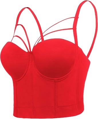 Womens Cross Cut Smooth Gothic Bustier Crop Top Vest Caged Cropped Bra