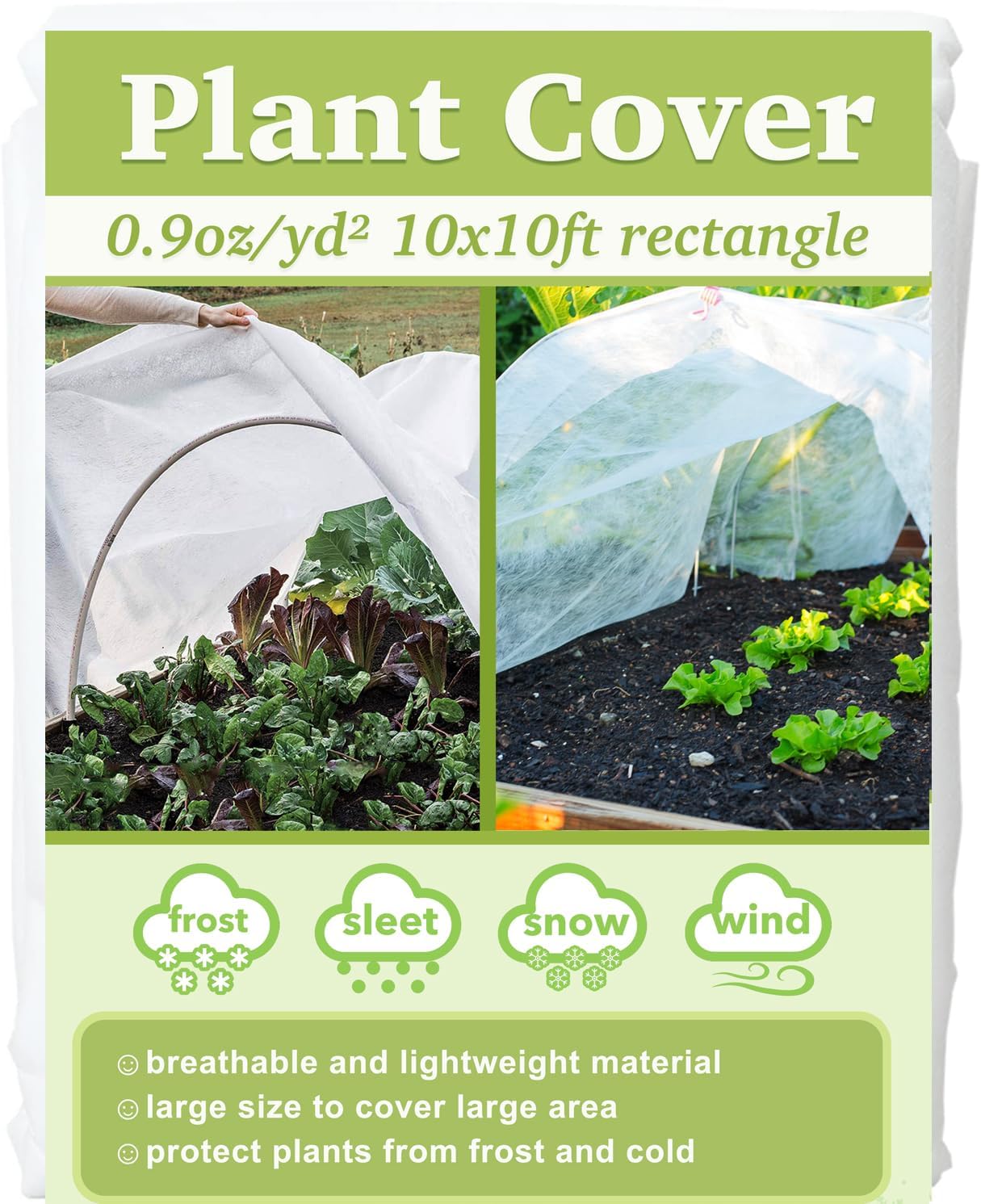 Plant Covers Freeze Protection 10x10ft Floating Row Cover 0.9oz/yd² Plant Covers for Winter Garden Fabric for Cold Sun Protection - Amazon product rated Grade A