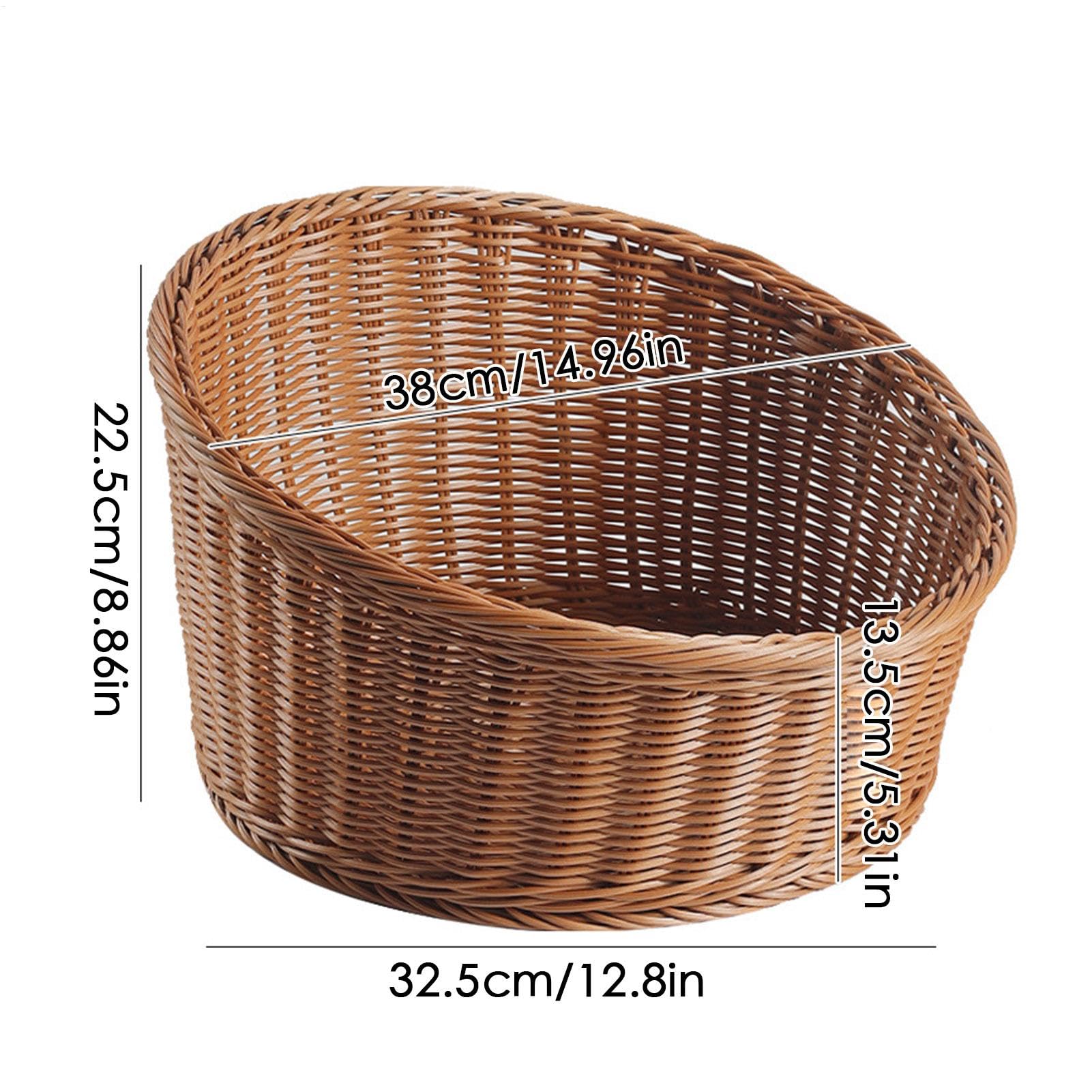 Cesta expositora para pan Rattán Sintético Inclinado | Cesta De Mimbre Para Servir Pan Cocina Restaurante Picnic Panadería Desayunador Mesa Comedor
