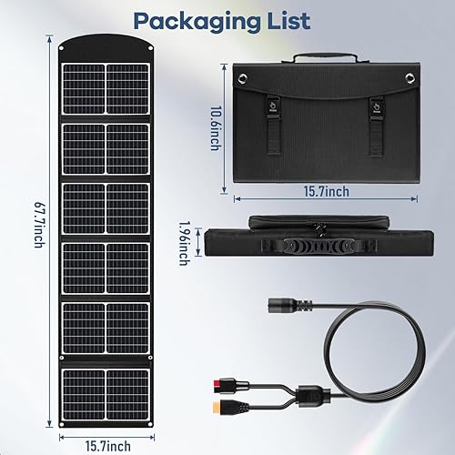 Miniatura 7 de Paneles solares portátiles para estación de energía cargador solar plegable de 120 w 20 v con USB AC para teléfonos, tabletas, RV - Maleta solar