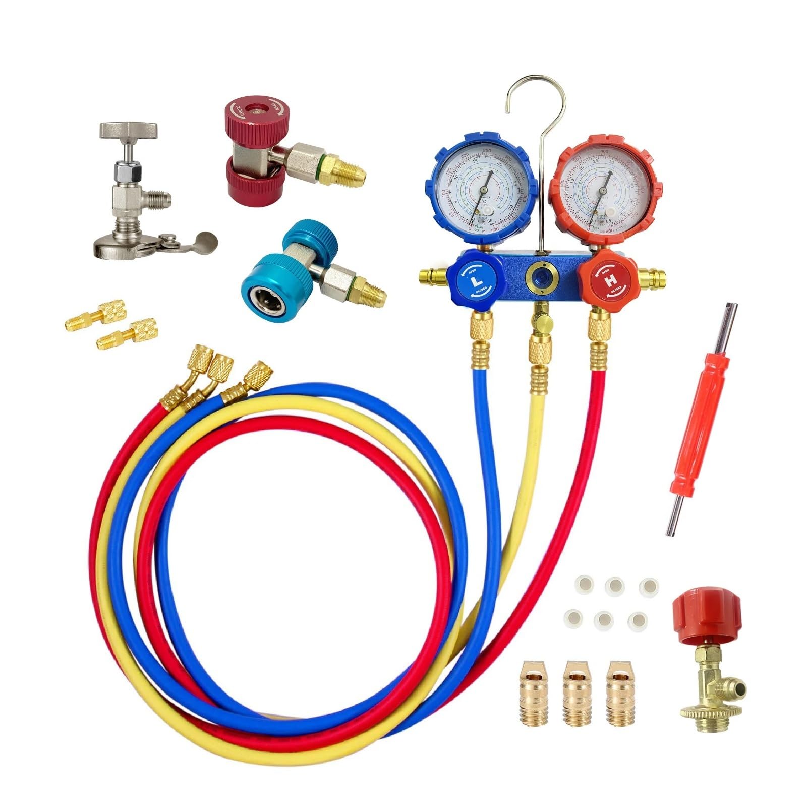 Adaptador de Manguera de manómetro de colector de presión de Aire Acondicionado de Coche R22 R-410A R-134a R-404A manómetro de refrigerante Detección en Tiempo Real
