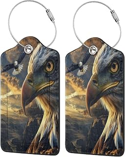 Eagle Flight Sunset Luggage Tags for Suitcases Cruise Ship Luggage Tag with Private Name and Address and Metal Ring Suitable for Men and Women 4 Pcs