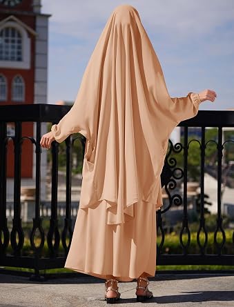 IBAKOM Abaya for Women Khimar Hijab Maxi Skirt One Size Muslim Ramadan Eid Clothes Dubai Attire Islamic Jilbab Turkish Burka